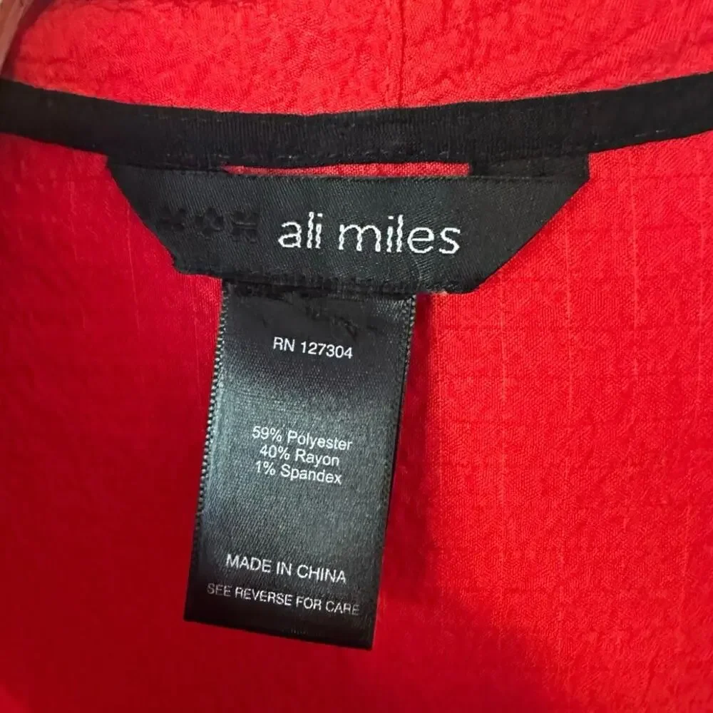 Ali Miles Cowl‎ Neck 3/4 Sleeve Tunic Top Size 2X Red Black Trim Lagenlook